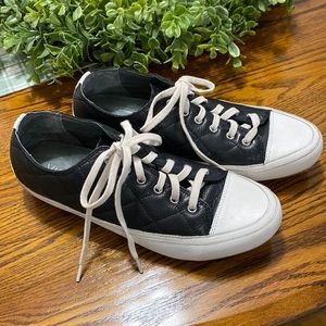 Vionic Womens Delight Edie Sneaker Black And White Quilt Pattern Size 9.5